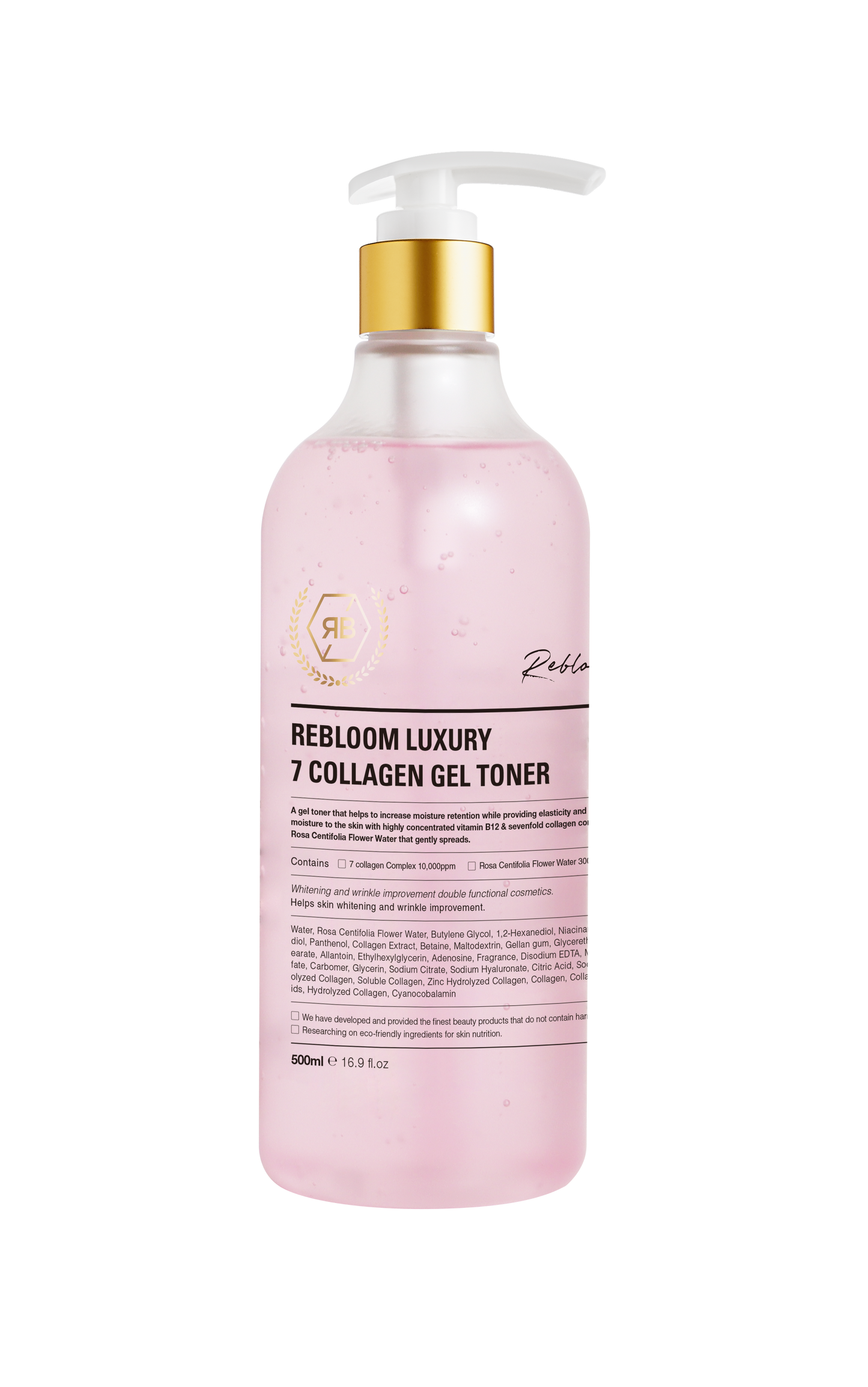 【RE:BL】リブル ラグジュアリー 7コラーゲン ジェルトナー （Rebloom Luxury 7 Collagen Gel Toner） 美白・シワ改善・7種コラーゲン・ローズ花水・ビタミンB12配合／ハリ・弾力・保湿・エイジングケア